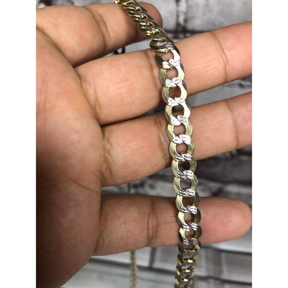 925 Sterling Silver Gold Plated Italy Diamond-Cut Cuban Chain Necklace 24" 8MM - Picture 6 of 6